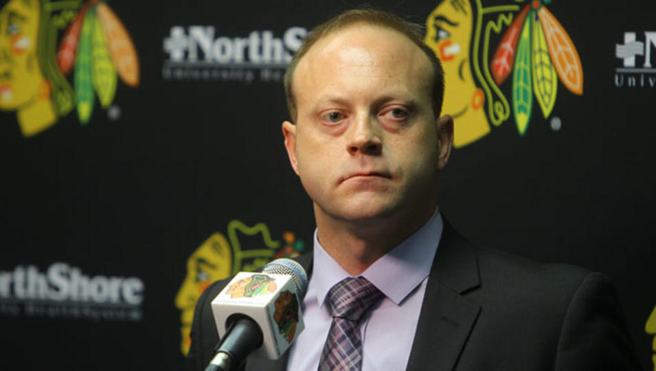 Stan Bowman at the mic