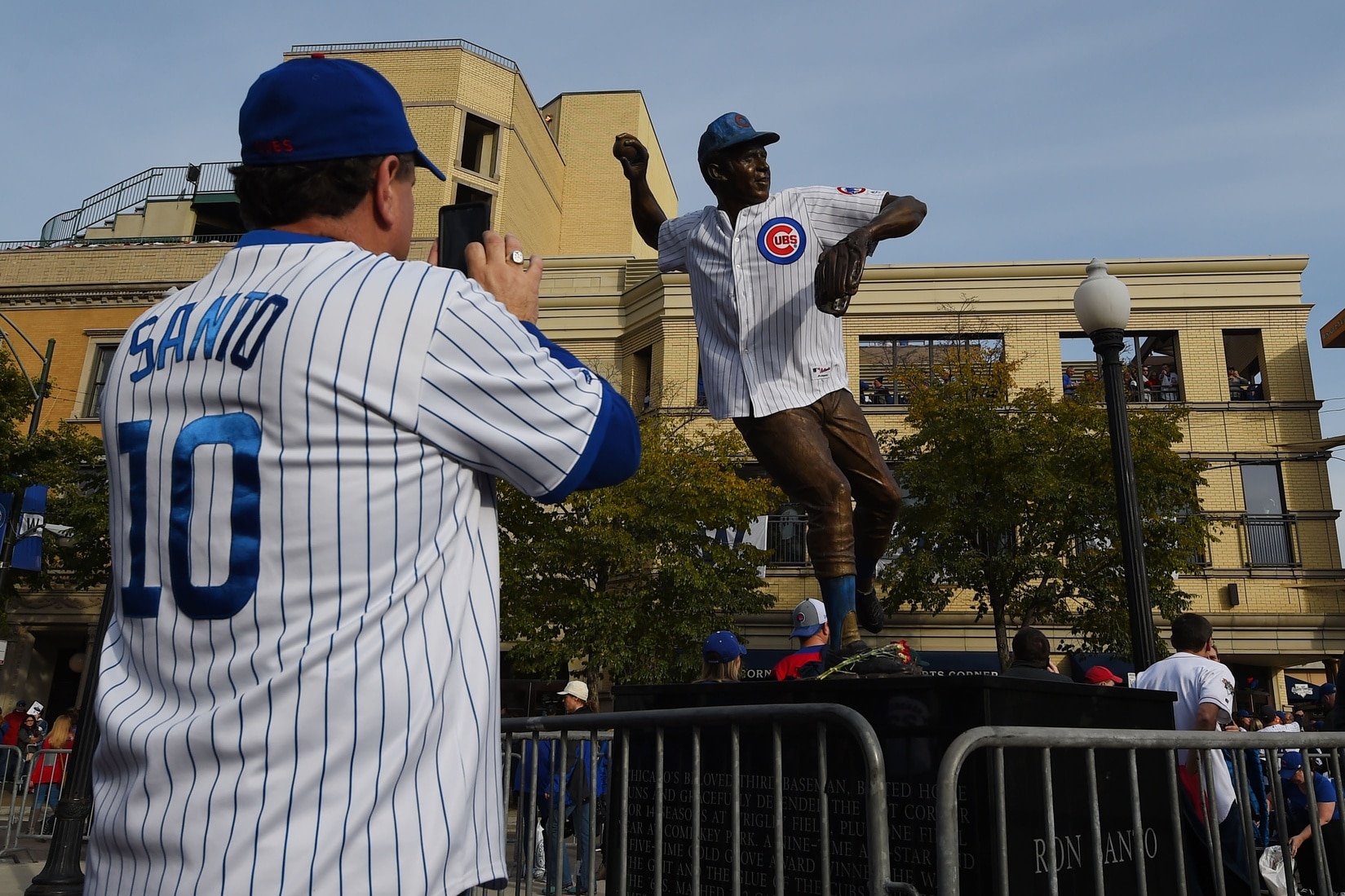 A statue of former Chicago Cubs baseball player Billy Williams